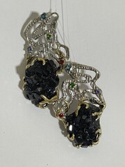 Меланит (серьги из серебра)