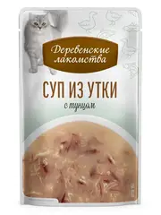 Деревенские лакомства консервы для кошек «Суп из утки с тунцом», пауч 35г*4 шт