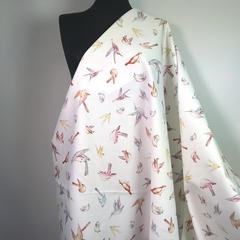 Ткань хлопок пике с эластаном с птицами 2085