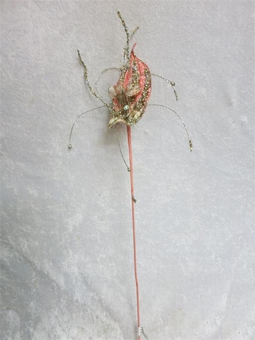 Веточка с цветком 71см ChristmasDeLuxe premium collection персиковая