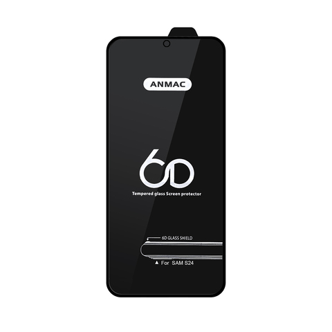 Защитное стекло 6D на весь экран ANMAC для Samsung Galaxy S24 (Черная рамка)