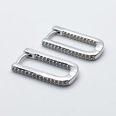 Ювелирные швензы Конго, родиевое покрытие, фианиты, размер 21*11*2,2 мм, цена за пару