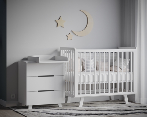 Кроватка для новорождённых Incanto ANNIKEN на ножках (в т.ч. приставная) цвет белый