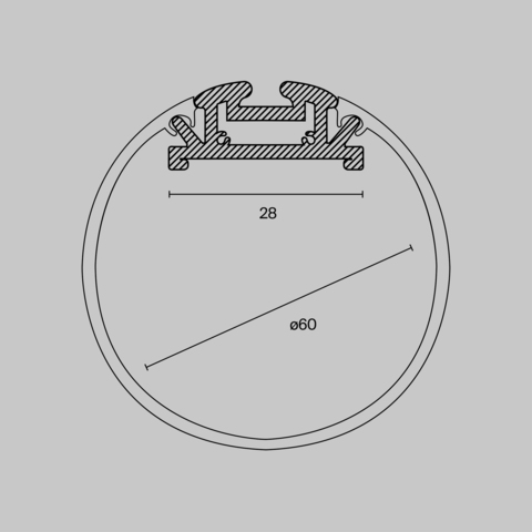 Алюминиевый профиль Maytoni подвесной D60 (Серебро, 2 м), ALM-D60-S-2M