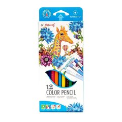 
          Карандаши цветные Yalong 12 цв., "Tropics" пластиковые, шестигранные, заточенные, ластик, грифель 3.0 мм, картон. уп., европод.