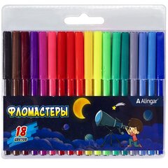 
          Фломастеры, 18 цв, Alingar, смываемые чернила, корпус круглый, "Подзорная труба", вентилируемый колпачок, упаковка ПВХ, европодвес