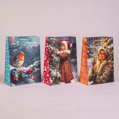 Пакет подарочный M вертикальный, С Новым годом, МИКС, 22*31*10 см (Д*В*Ш), 1 шт.