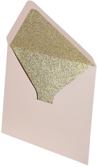 Конверт бумажный, с глиттером, Золото/Бежевый, 120 г, 13,8*19,6 см, 5 шт.