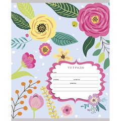 
          Тетрадь 12л., линия, Проф-Пресс, скрепка, блок офсет, мелован. картон "Яркие цветы на нежном фоне", 5 диз. в спайке