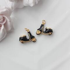 Подвеска Скутер с чёрной эмалью, 20*18 мм, позолота, П1003