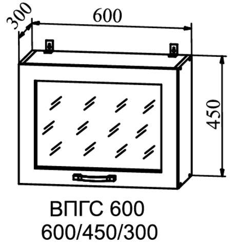 Кухня Манго шкаф верхний горизонтальный стекло высокий фотопечать 600