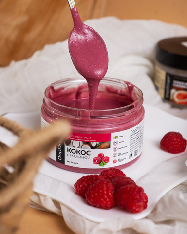 Кокосовая паста c малиной урбеч 250 г