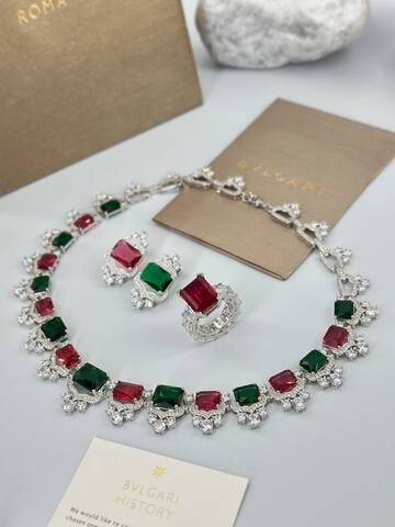 30427-Комплект украшений колье + серьги в стиле BVLGARY