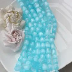 Селенит бусины, бочонок, голубой, 12*9 мм, 1 нить, К016