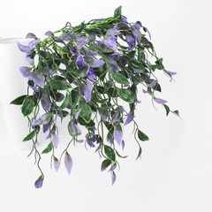 Ампельное растение, зелень искусственная свисающая, фиолетовая, 46 см, набор 2 букета.