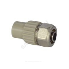 Ниппель PP-R комбинированный серый Дн 20х16 для соединения PPR-PE труб VALFEX 10142016Г