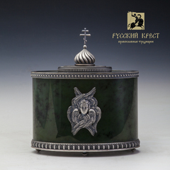 Ковчежек для православных мощей. Нефрит, серебро.