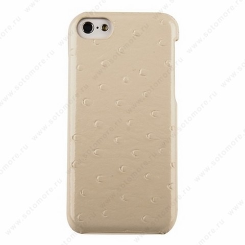 Накладка Melkco кожаная для iPhone 5C Leather Snap Cover (Ostrich Print pattern - White)