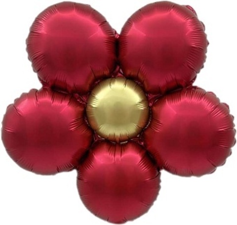 К Мини-фигура, Цветок, Ромашка, Сатин Красный, 18''/46 см, 5 шт. (под воздух)