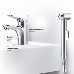 Смеситель для умывальника с гиг.душем, хром, AM.PM  SUNNY - F85C03000