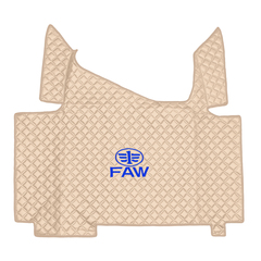 Ковры FAW J7, (экокожа, бежевый, бежевый кант, синяя вышивка)