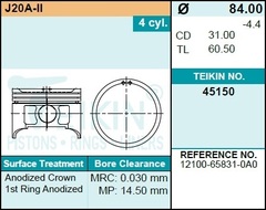 Поршень двигателя TEIKIN 45150 0.50 (4шт/упак)