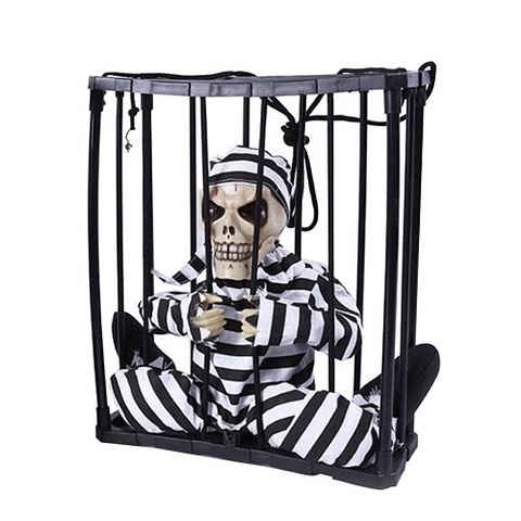 Анимированная игрушка Скелет арестант в клетке