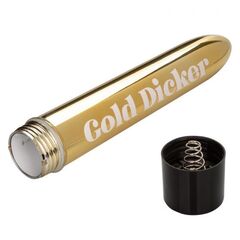 Золотистый классический вибратор Naughty Bits Gold Dicker Personal Vibrator - 19 см. - 