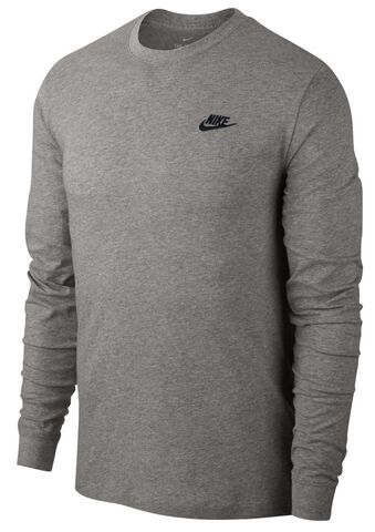 Теннисная футболка Nike Sportswear Club Tee LS - dark grey heather/black