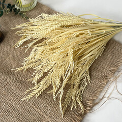 №2 Колосья пшеницы, искусственная зелень, цвет натуральный, букет 43 см, набор 3 букета.