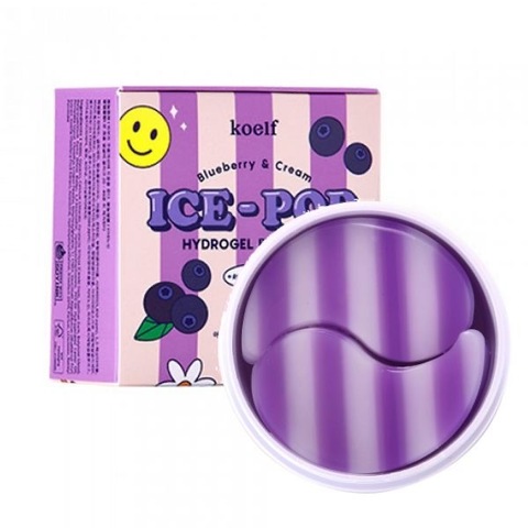 KOELF ПАТЧИ ГИДРОГЕЛЕВЫЕ ДЛЯ ГЛАЗ С ЭКСТРАКТОМ ЧЕРНИКИ И ВАНИЛИ BLUEBERRY & CREAM ICE-POP HYDROGEL EYE MASK, 60 PCS