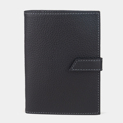 Обложка для паспорта и автодокументов из натуральной кожи теленка, черного цвета