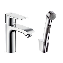 Смеситель для раковины с гигиеническим душем с цепочкой Hansgrohe Metris 31285000 фото