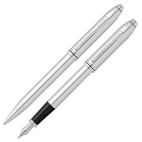 Набор подарочный Cross Townsend, Chrome, шариковая ручка + перьевая ручка, M (AT0047-34MS)