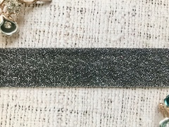 Лента лампасная люрекс трикотаж, ш. 2,5 см, черненое серебро