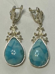 Ларимар (серьги из серебра)