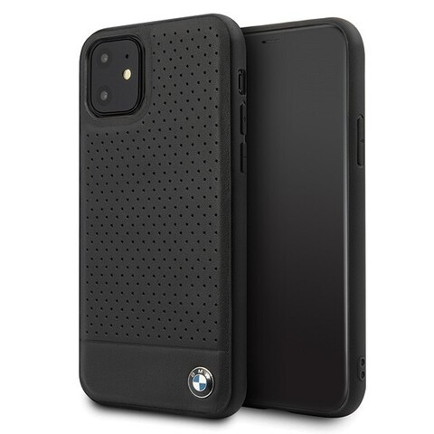 Кожаный чехол BMW PEBO для iPhone 13 (Черный)