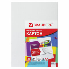 Картон белый А4 МЕЛОВАННЫЙ (белый оборот) 25 листов BRAUBERG 210х297 мм (5 штук в упаковке)