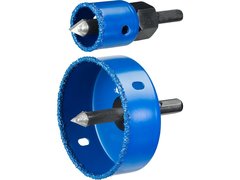 ЗУБР 6 шт, d 22, 28, 35, 44, 68, 73 мм, L 25 мм, карбид вольфрама, набор коронок-чашек с оснасткой, Профессионал (33360-H6)