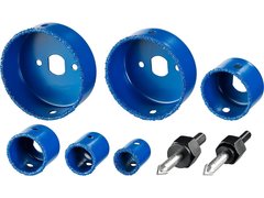 ЗУБР 6 шт, d 22, 28, 35, 44, 68, 73 мм, L 25 мм, карбид вольфрама, набор коронок-чашек с оснасткой, Профессионал (33360-H6)