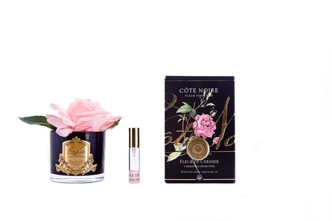 Ароматизированная роза в черной вазе и 1 спрей 16х10.5х10.5 Cote Noire French Rose Pink