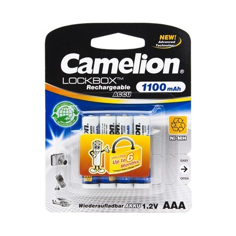 Аккумулятор CAMELION Lockbox Rechargeable Ni-MH NH-AAA1100LBP4 4 шт. в блистере