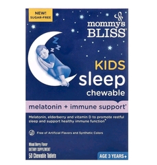 Mommy bliss, Детские жевательные таблетки для сна, мелатонин и поддержка иммунитета, от 3 лет, ягодное ассорти, 50 жевательных таблеток