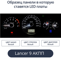 Светодиодная плата для панели Mitsubishi Lancer 9 на АКПП (Всё белое)