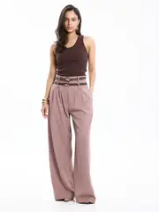 Брюки классические палаццо с двумя ремнями