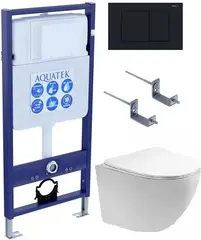Aquatek SET Aquatek ЕВРОПА T KDI12 SET Aquatek ЕВРОПА T KDI12 (рама Aquatek Standard INS-0000012 с клавишей KDI-0000012 и крепежом KKI-0000002+унитаз AQ1900T-00 с тонким сиденьем sc) фото