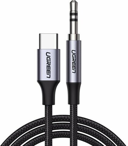 Кабель аудиоадаптер  UGREEN CM450 (55734) USB-C Male to 3.5mm Male Audio Cable Adapter, 1м, черный