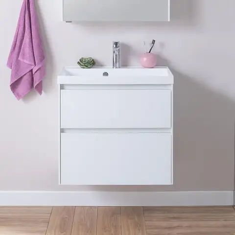 Aquanet 242522 Тумба с раковиной Гласс 60 цв.белый (242522)