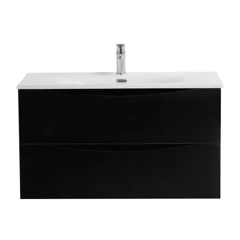 BelBagno MARINO-CER-N-1000-2C-SO-NL-P MARINO-CER-N База под раковину подвесная с двумя выкатными ящиками, Nero Lucido, 996x457x500, MARINO-CER-N-1000-2C-SO-NL-P