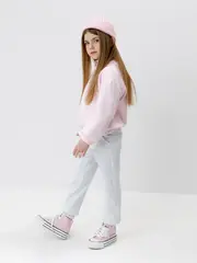 брюки  для девочки  К 400574/бело-серый меланж